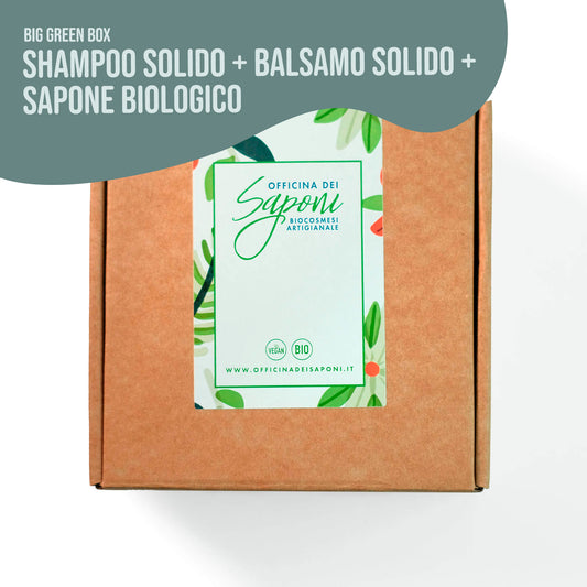 Big Green Box: Shampoo Solido, Balsamo Solido e Sapone Biologico